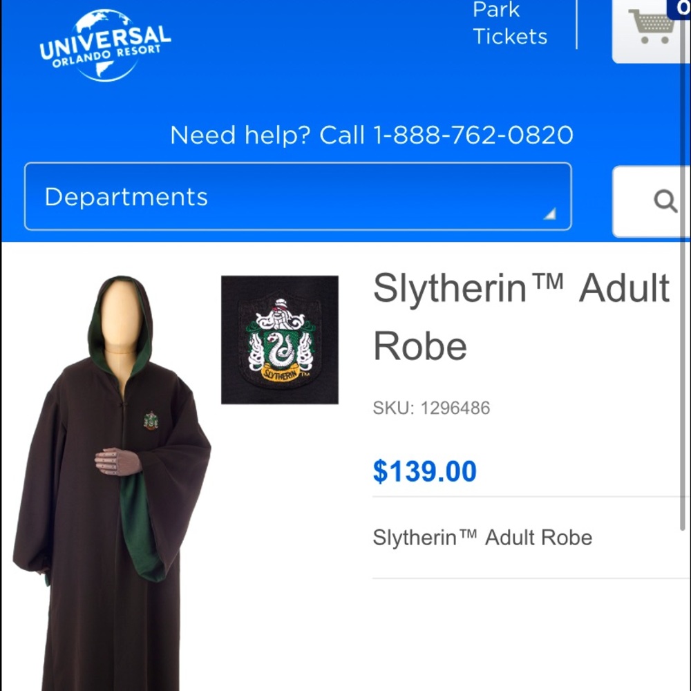 Official Harry Potter Slytherin Robe purchased at Universal Studios